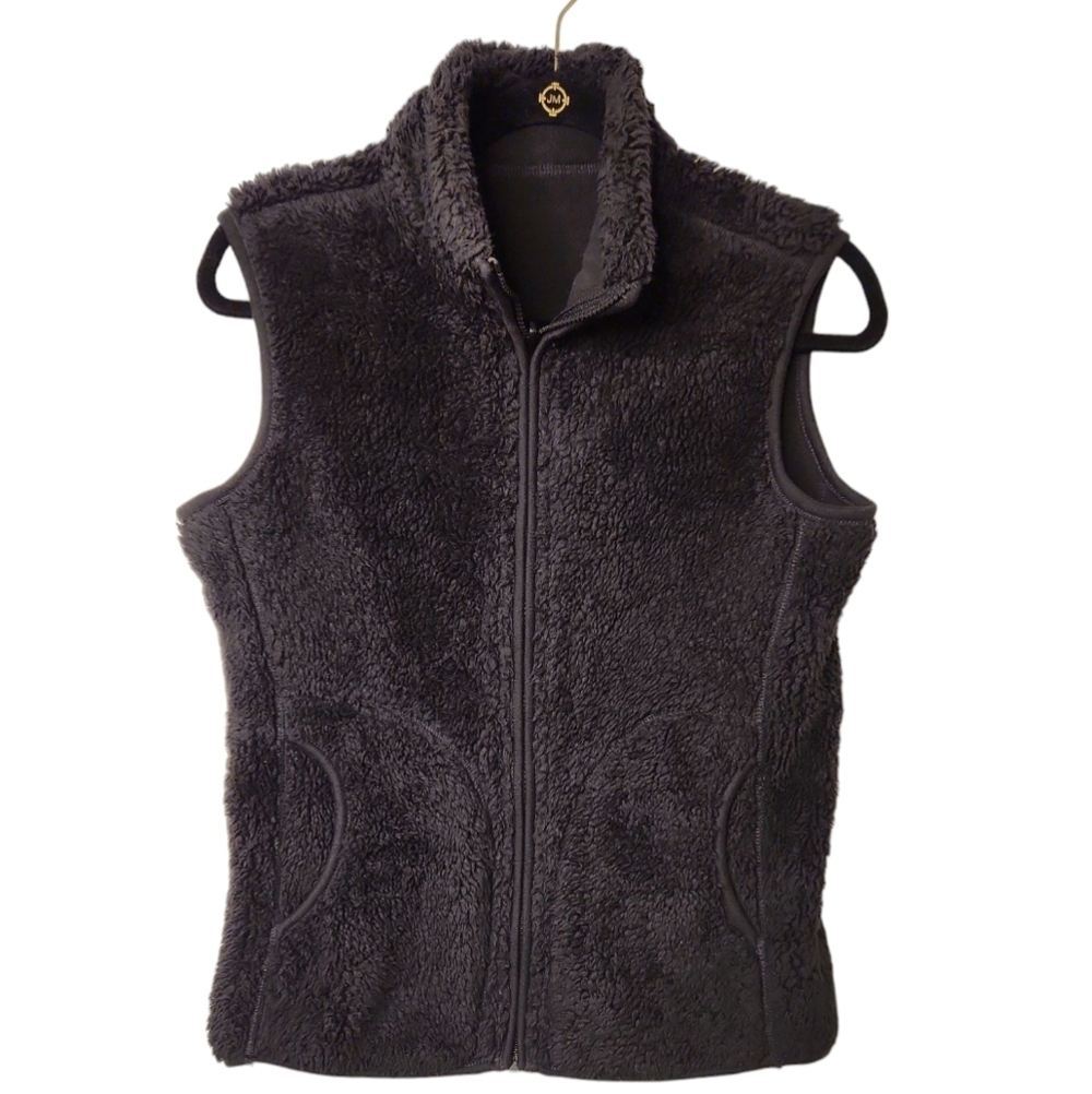 Fleece Women's Sherpa Cabincore Reversible Black Vest Size XS